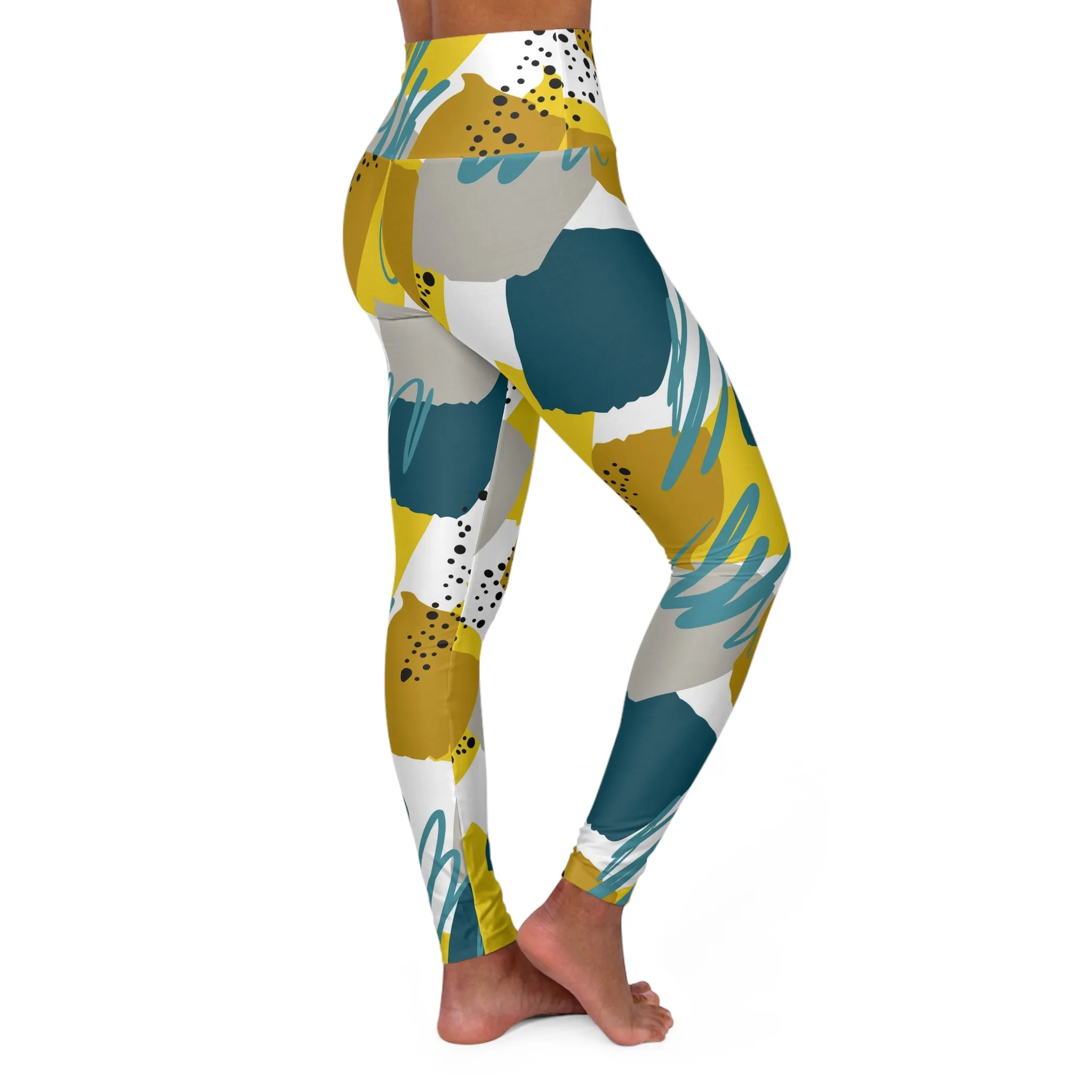 Stylish High Waisted Yoga Leggings - Abstract Geometric Design for Comfortable Workouts