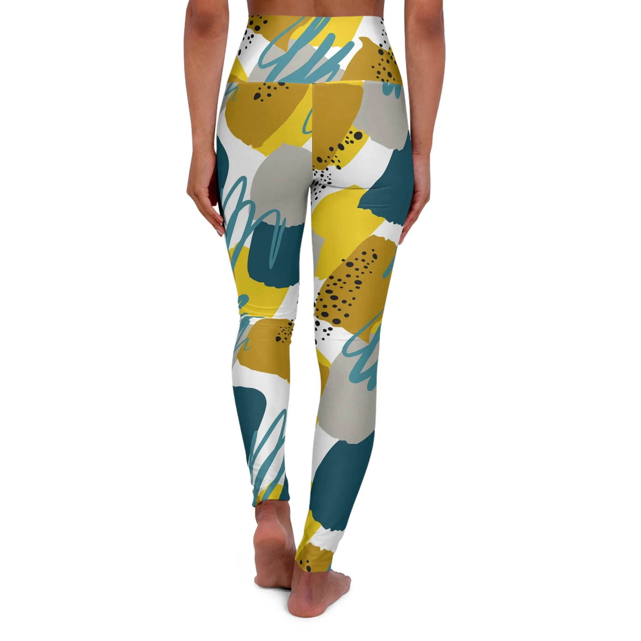 Stylish High Waisted Yoga Leggings - Abstract Geometric Design for Comfortable Workouts
