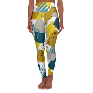 Stylish High Waisted Yoga Leggings - Abstract Geometric Design for Comfortable Workouts