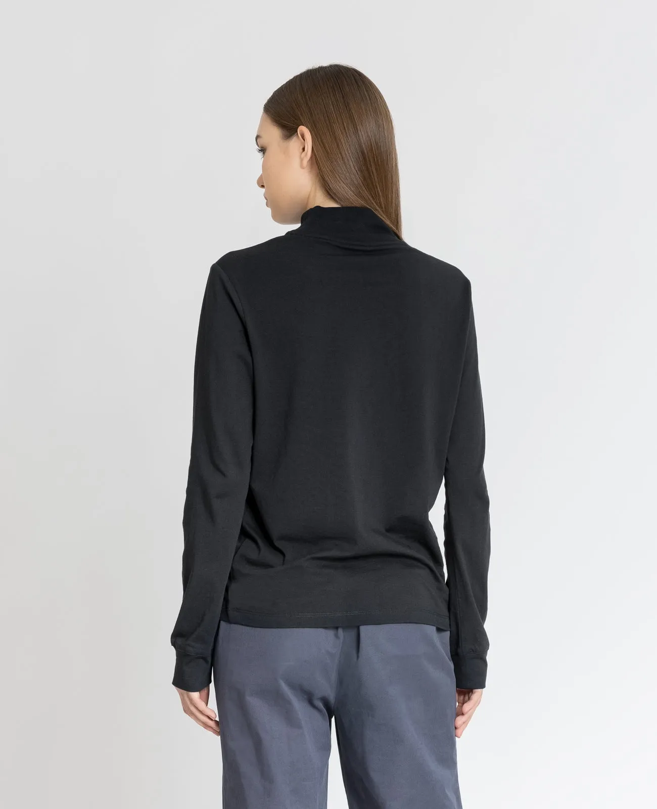 Supima High Neck Long Sleeve Tee