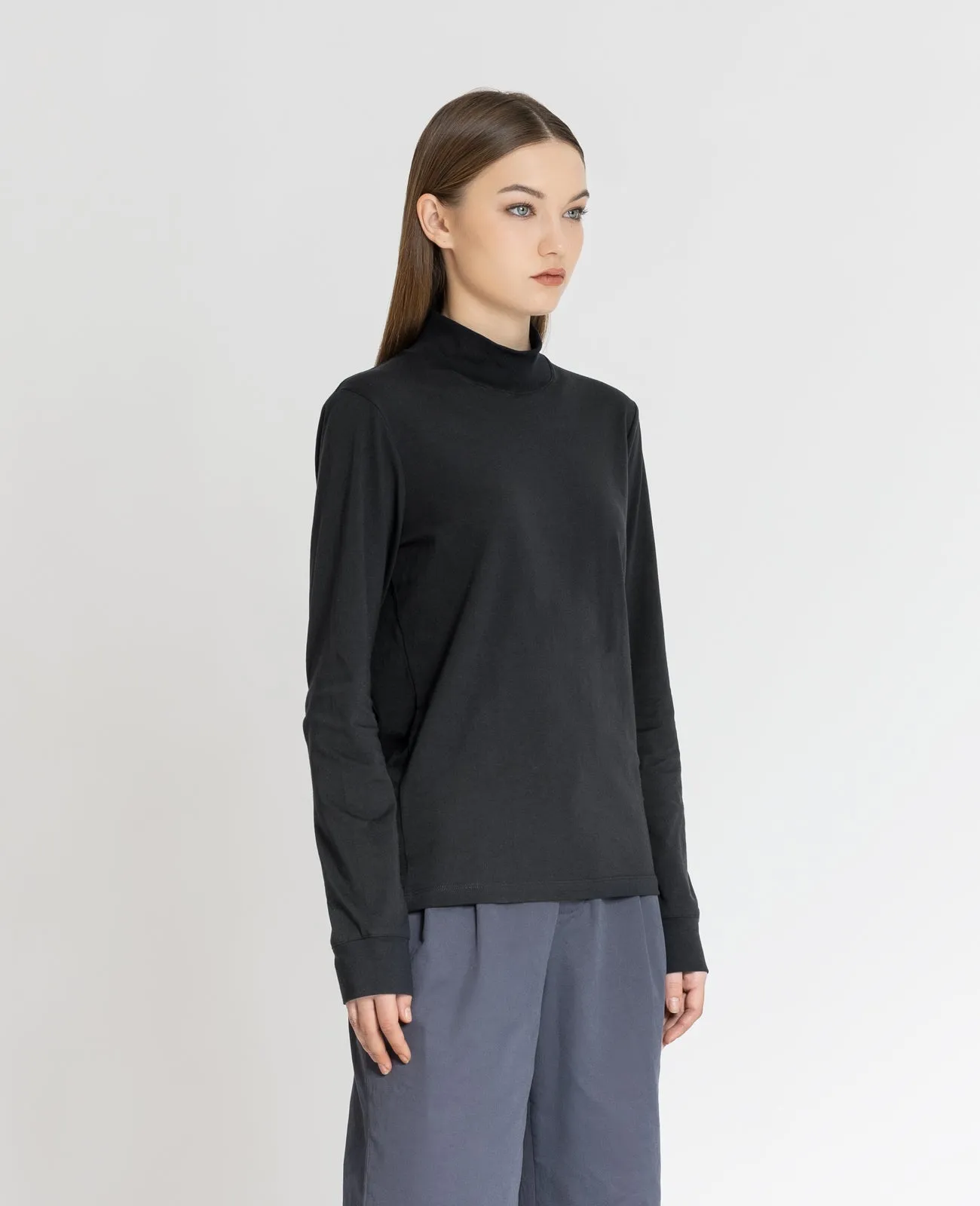 Supima High Neck Long Sleeve Tee