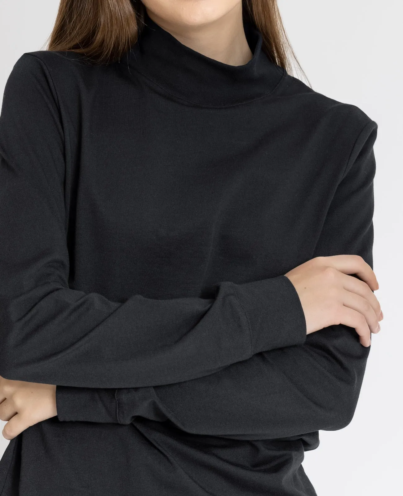 Supima High Neck Long Sleeve Tee