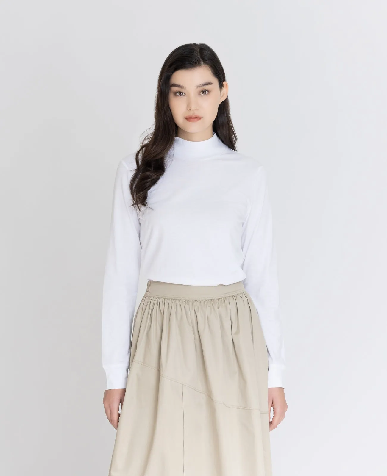 Supima High Neck Long Sleeve Tee