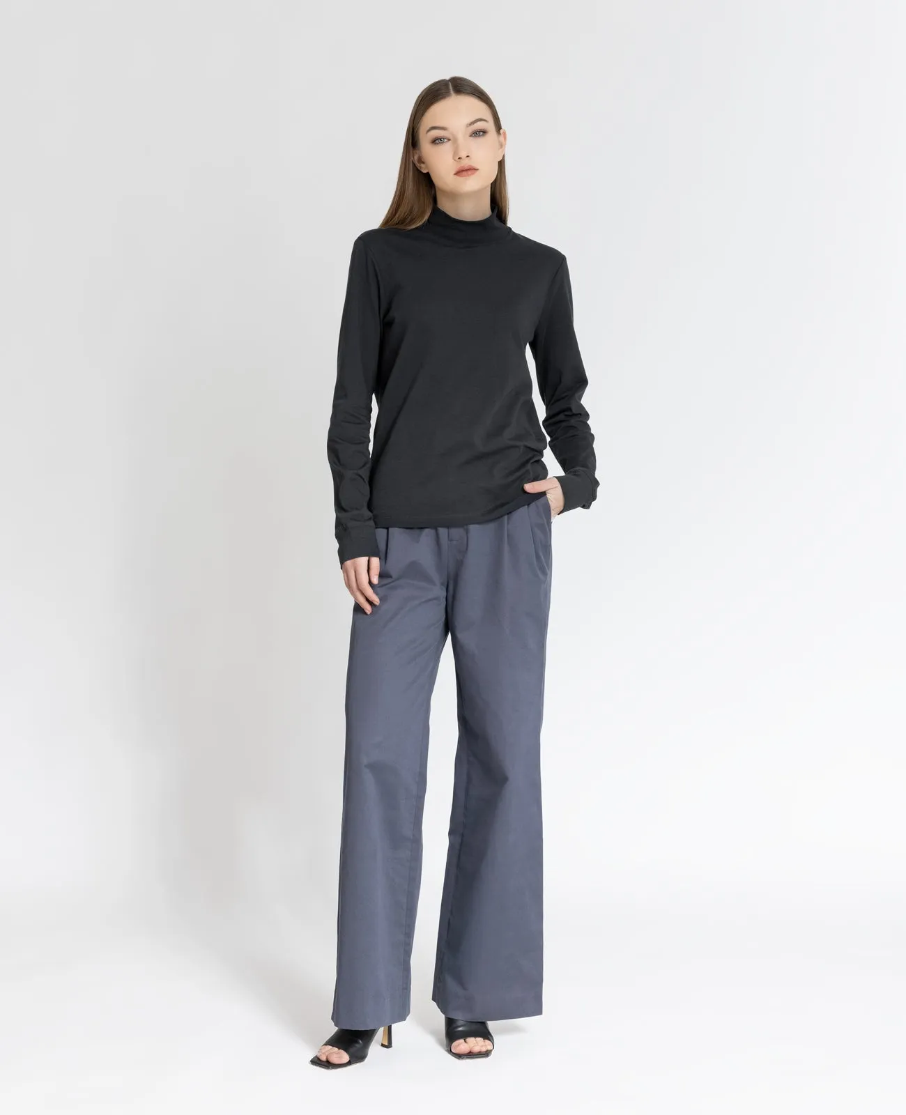 Supima High Neck Long Sleeve Tee