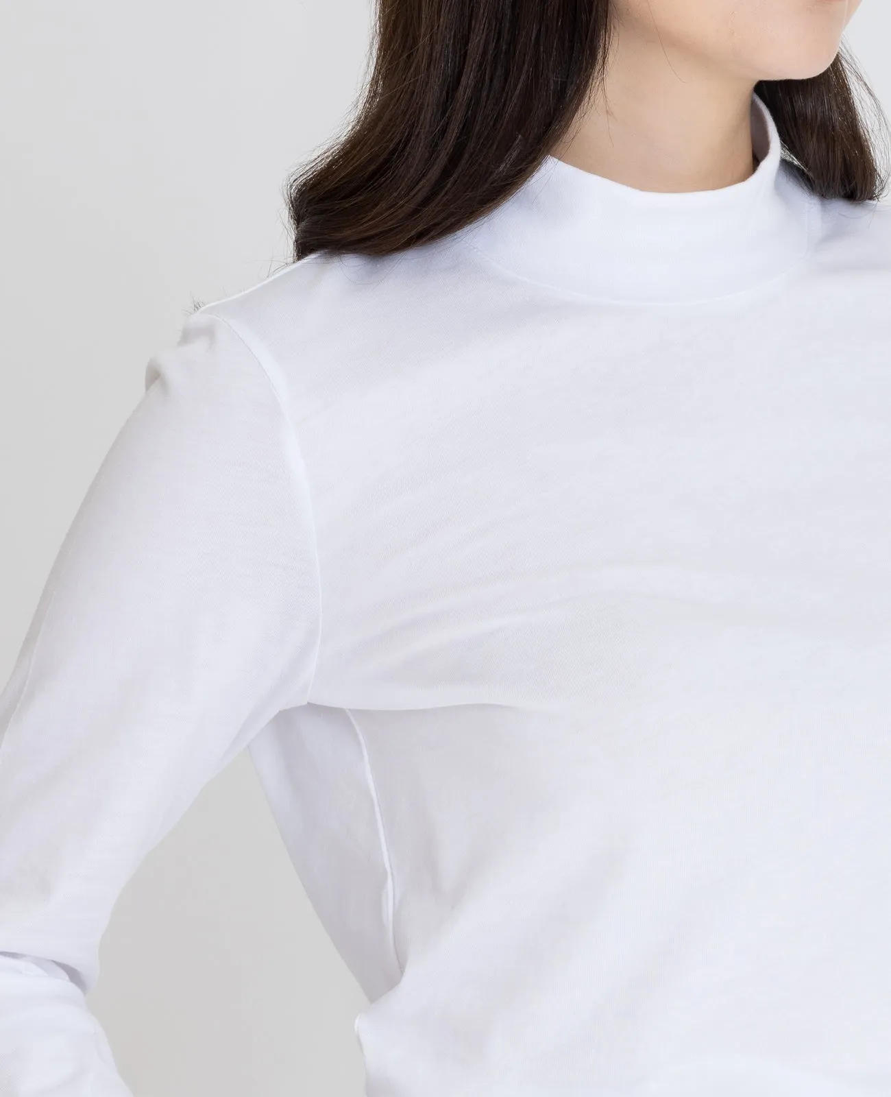 Supima High Neck Long Sleeve Tee