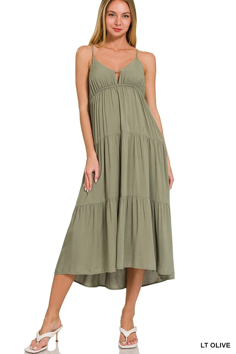 Sweetheart Neckline Tiered Cami Midi Dress - Final Sale