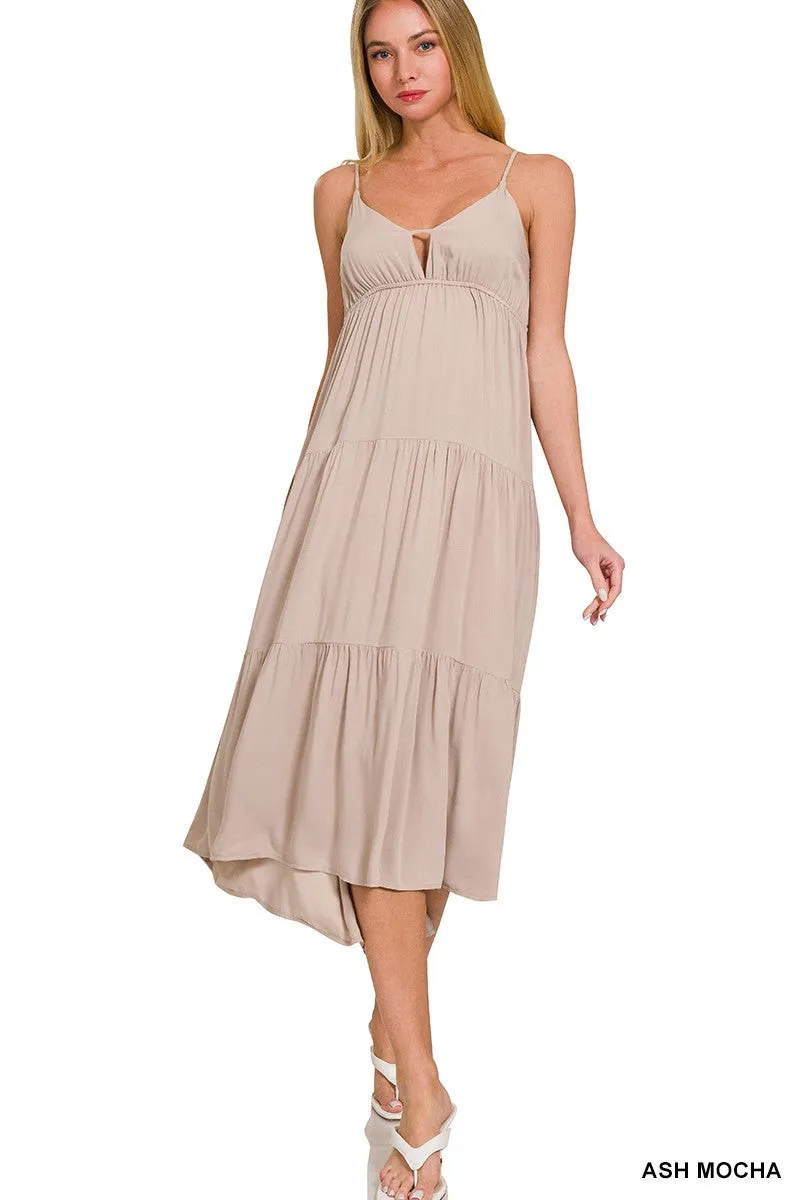 Sweetheart Neckline Tiered Cami Midi Dress - Final Sale