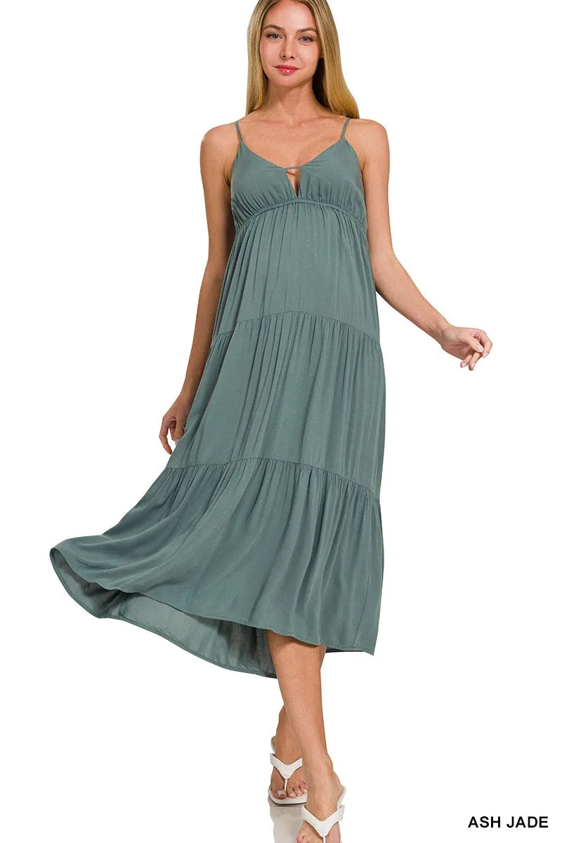 Sweetheart Neckline Tiered Cami Midi Dress - Final Sale