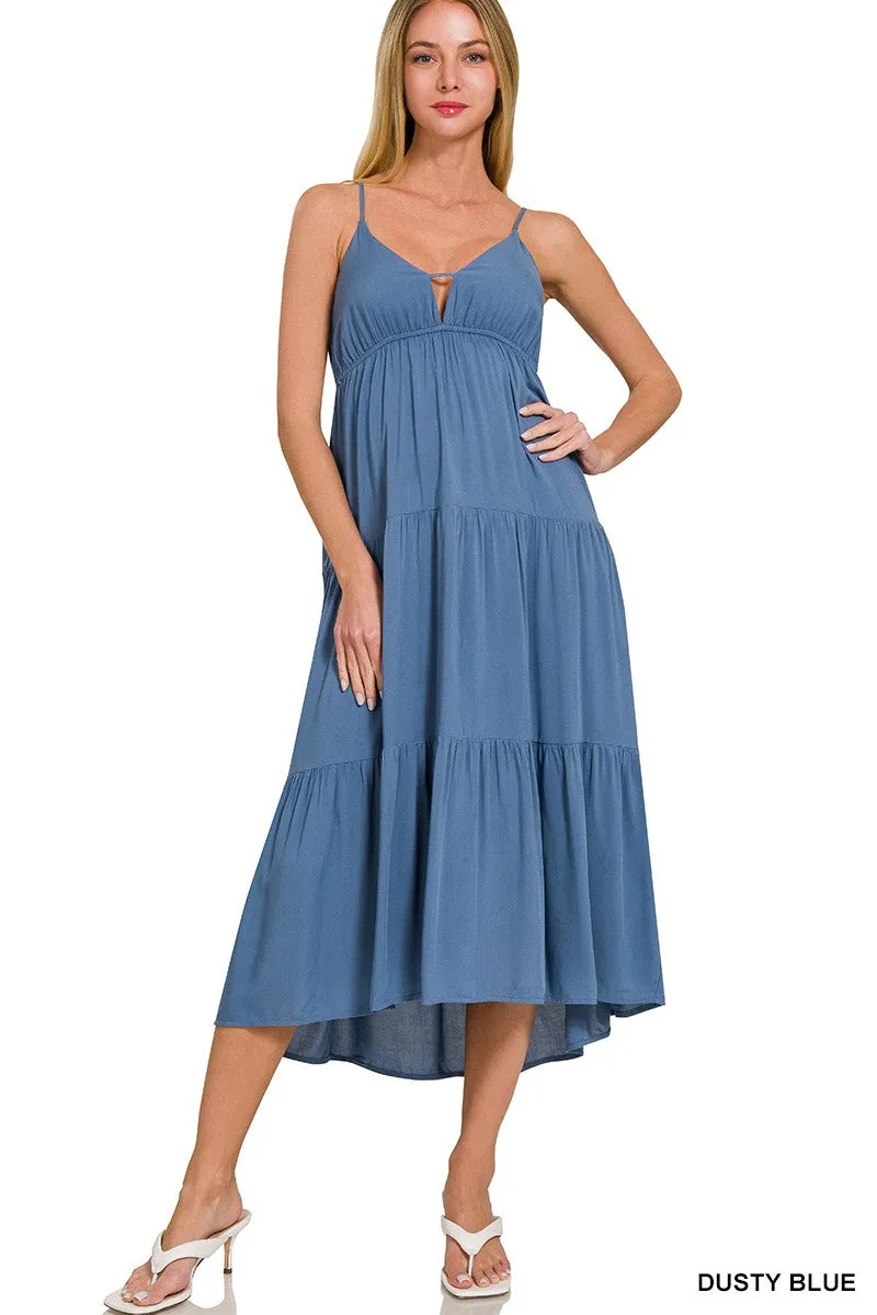 Sweetheart Neckline Tiered Cami Midi Dress - Final Sale