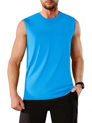 TACVASEN Mens Muscle Shirt Azure Tank Tops for Men Mens Sun Shirts Uv Protection Sleeveless Running Tank Tops Men Gym Tank Tops
