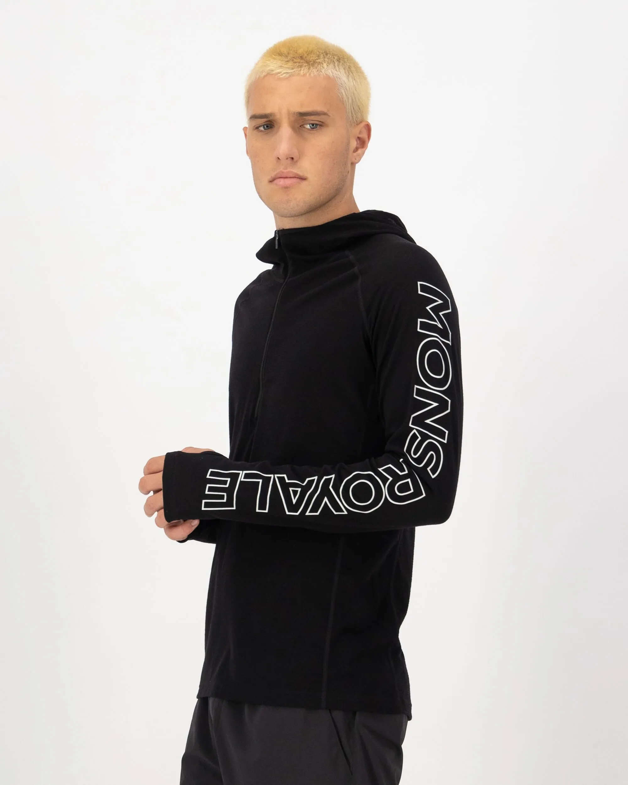Temple Merino Long Sleeve Hood - Black