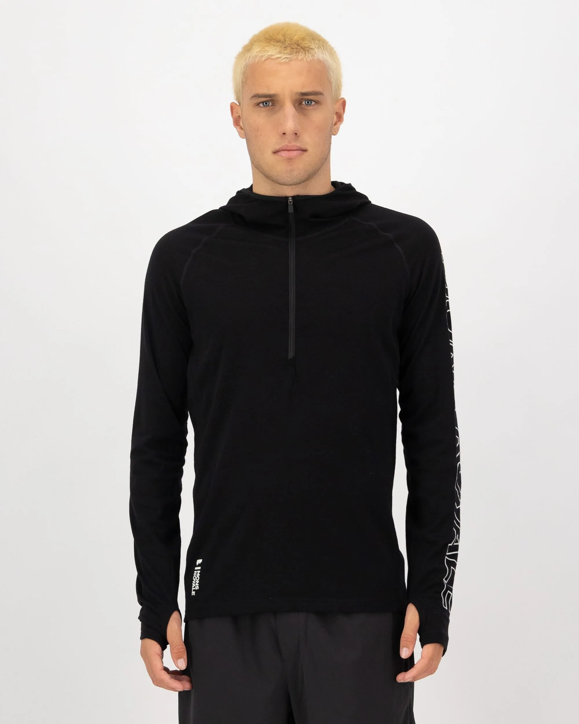 Temple Merino Long Sleeve Hood - Black
