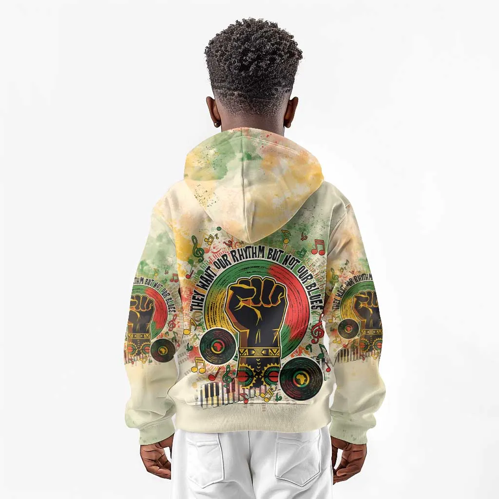 They Want Our Rhythm Not Our Blues Kid Hoodie Afro Pride Music DT03