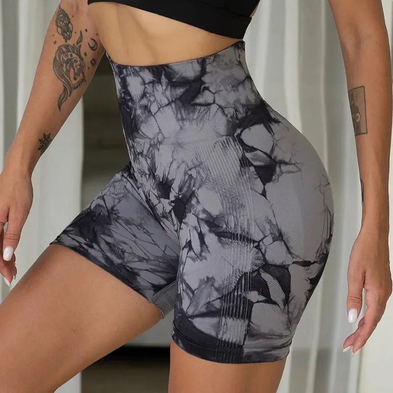 Tie Dye Marble Yoga Shorts