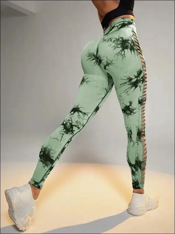 Tie dye yoga pants - high waist, slim fit, breathable