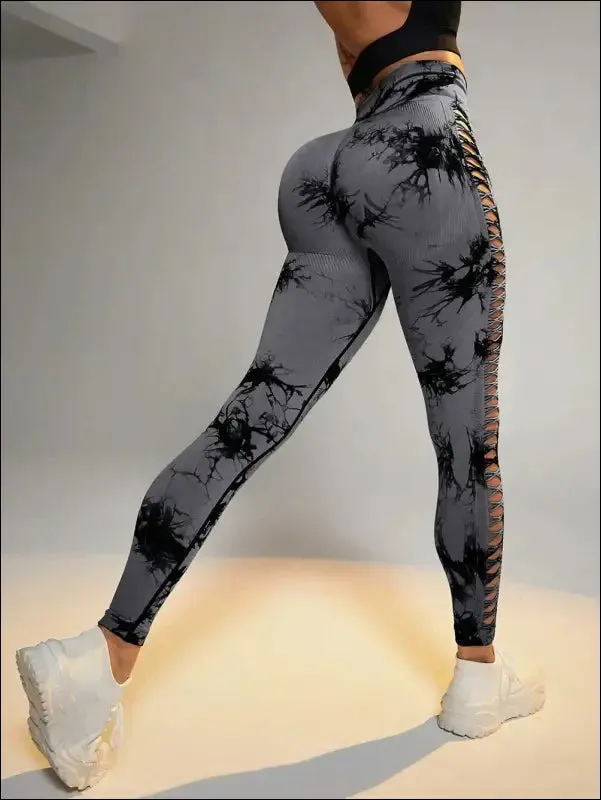 Tie dye yoga pants - high waist, slim fit, breathable