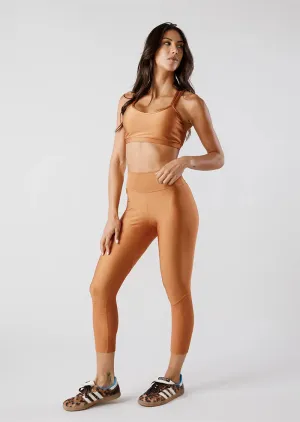 TOUCH HIGH-WAISTED MID-CALF LEGGING BRANDY