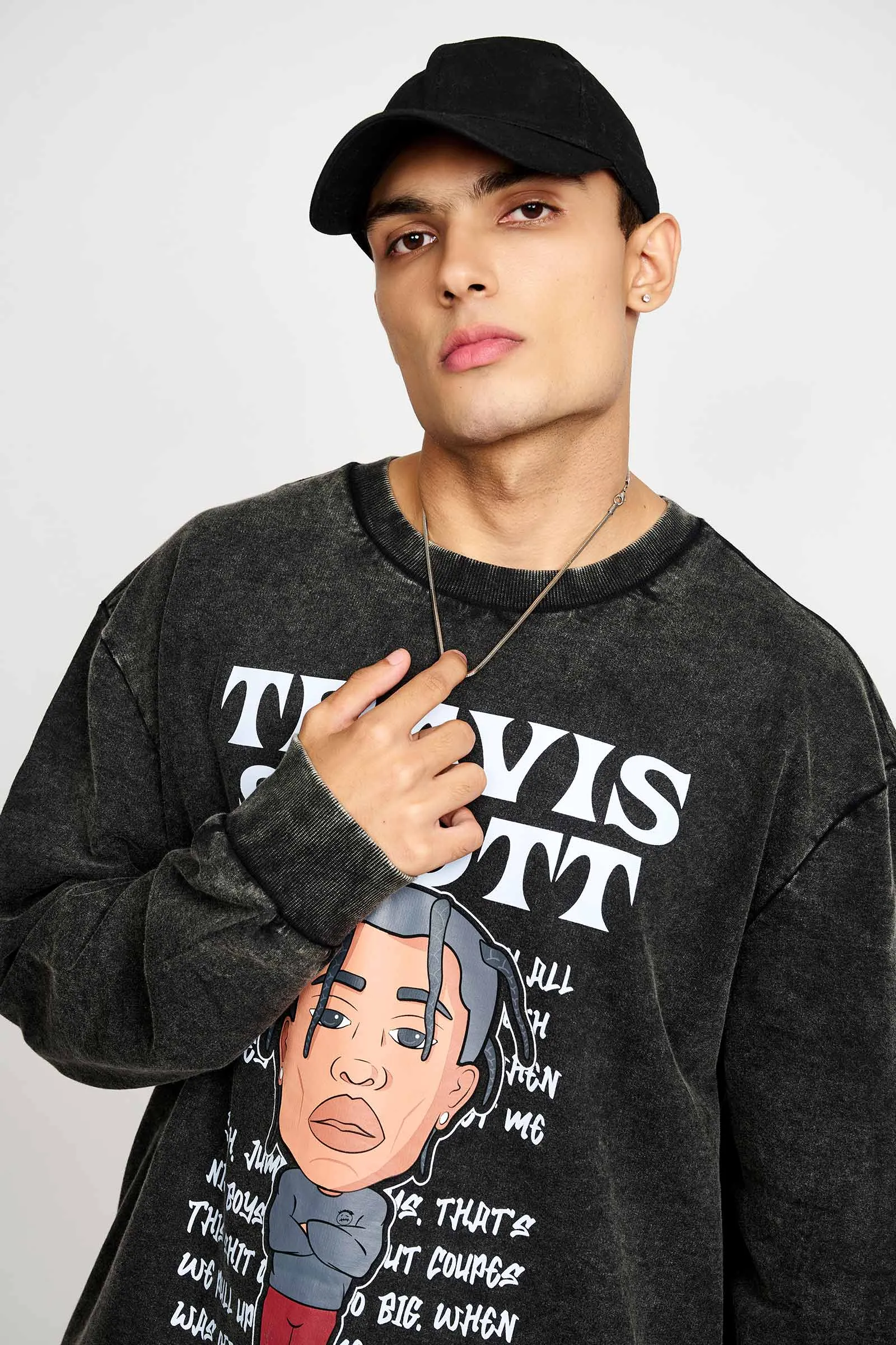 Travis Scott Faded Effect Heavyweight Sweatshirt