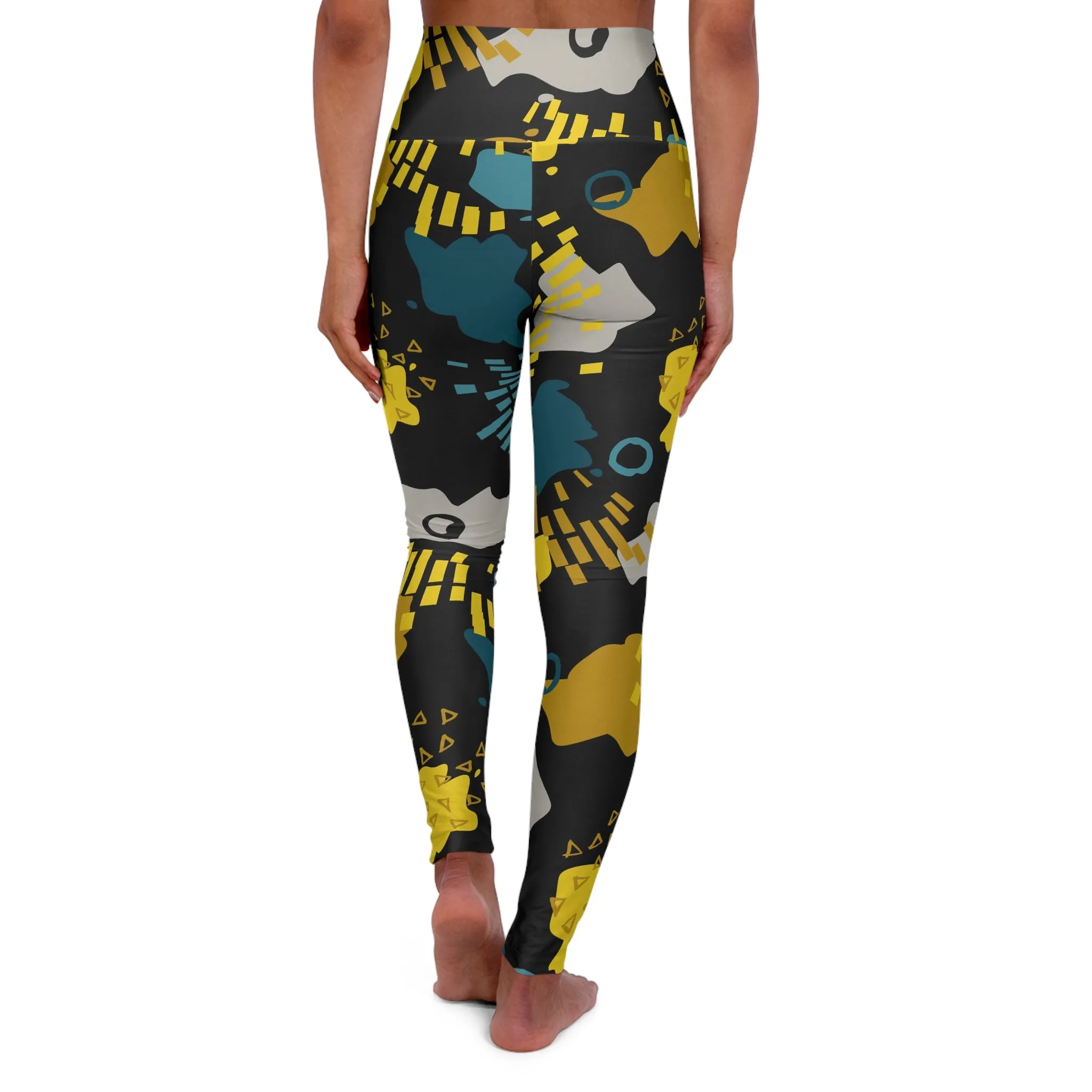 Trendy High Waisted Yoga Leggings - Abstract Design for Fitness Enthusiasts