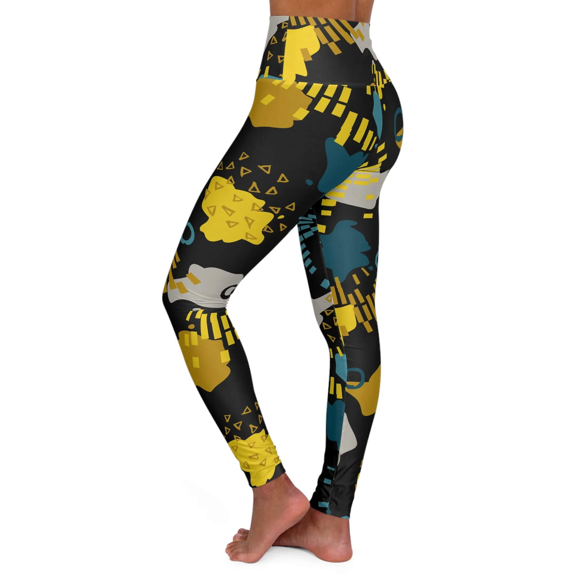 Trendy High Waisted Yoga Leggings - Abstract Design for Fitness Enthusiasts