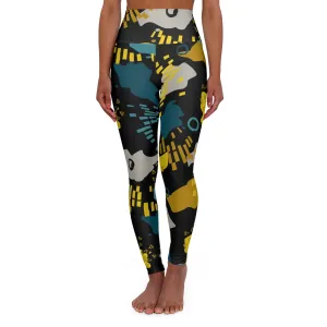 Trendy High Waisted Yoga Leggings - Abstract Design for Fitness Enthusiasts