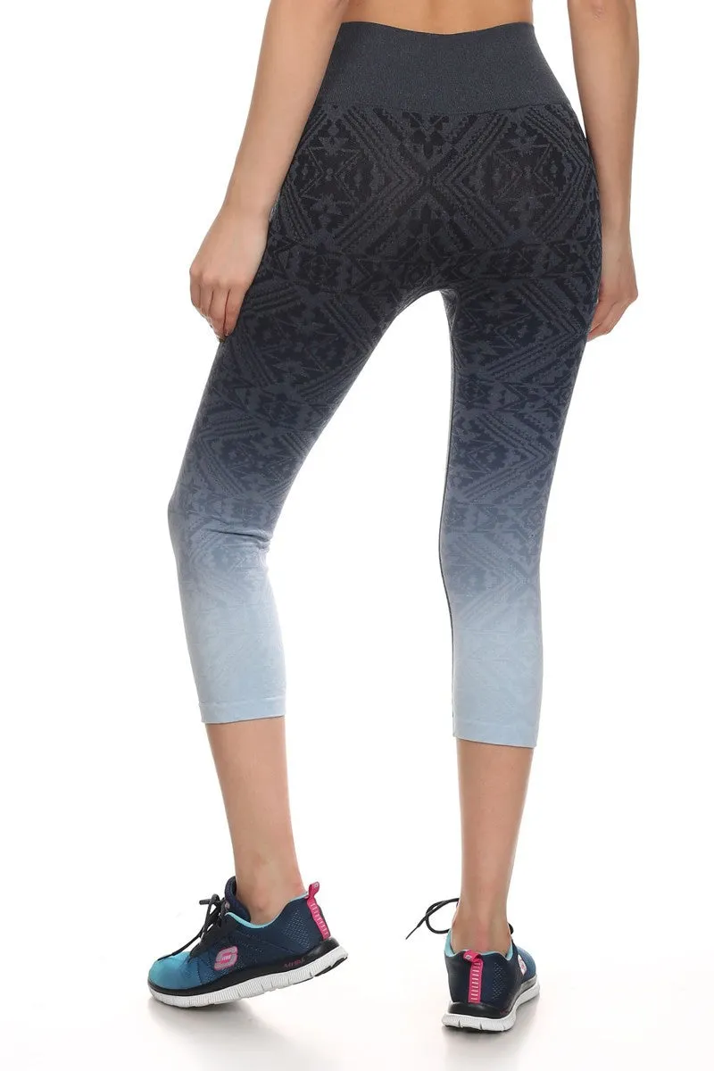 Tribal Ombre Print Cropped Leggings