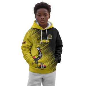 Uganda Football Custom Kid Hoodie African Pattern Mix Grunge Style - Yellow Color LT15