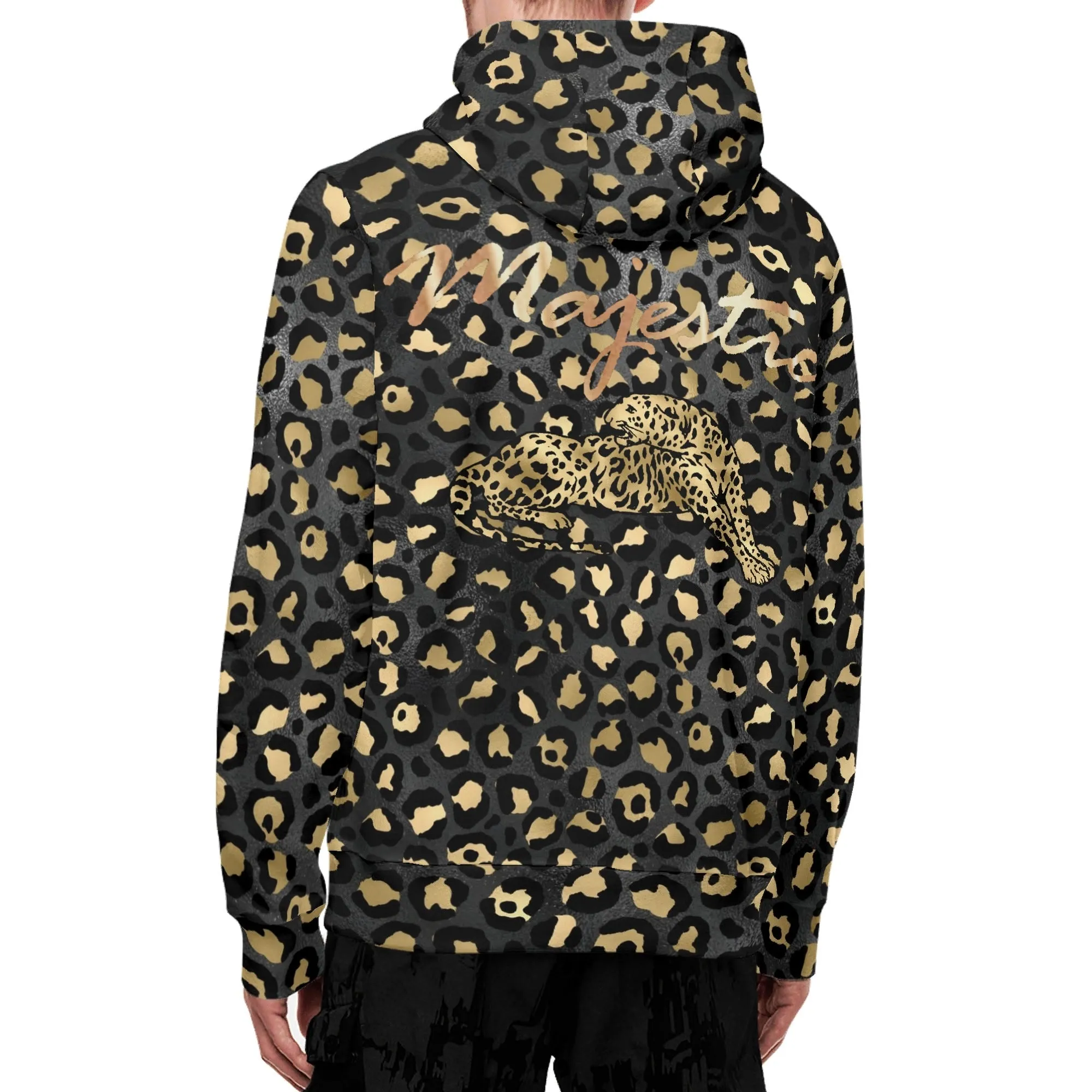 Unisex Gold Leopard Print Pattern Majestic Graphic Zipup Hoodie