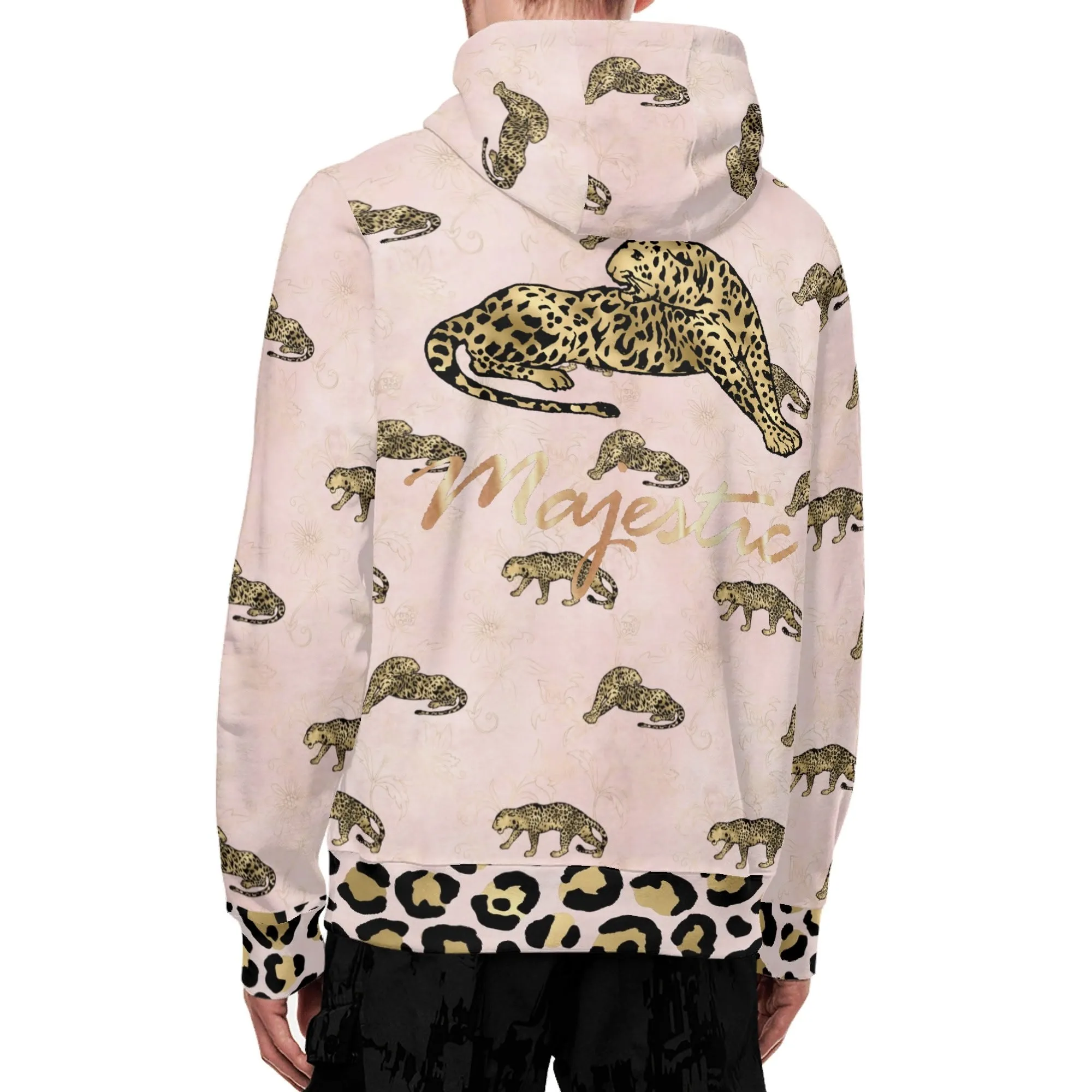Unisex Gold Leopard Print Pattern Majestic Graphic Zipup Hoodie