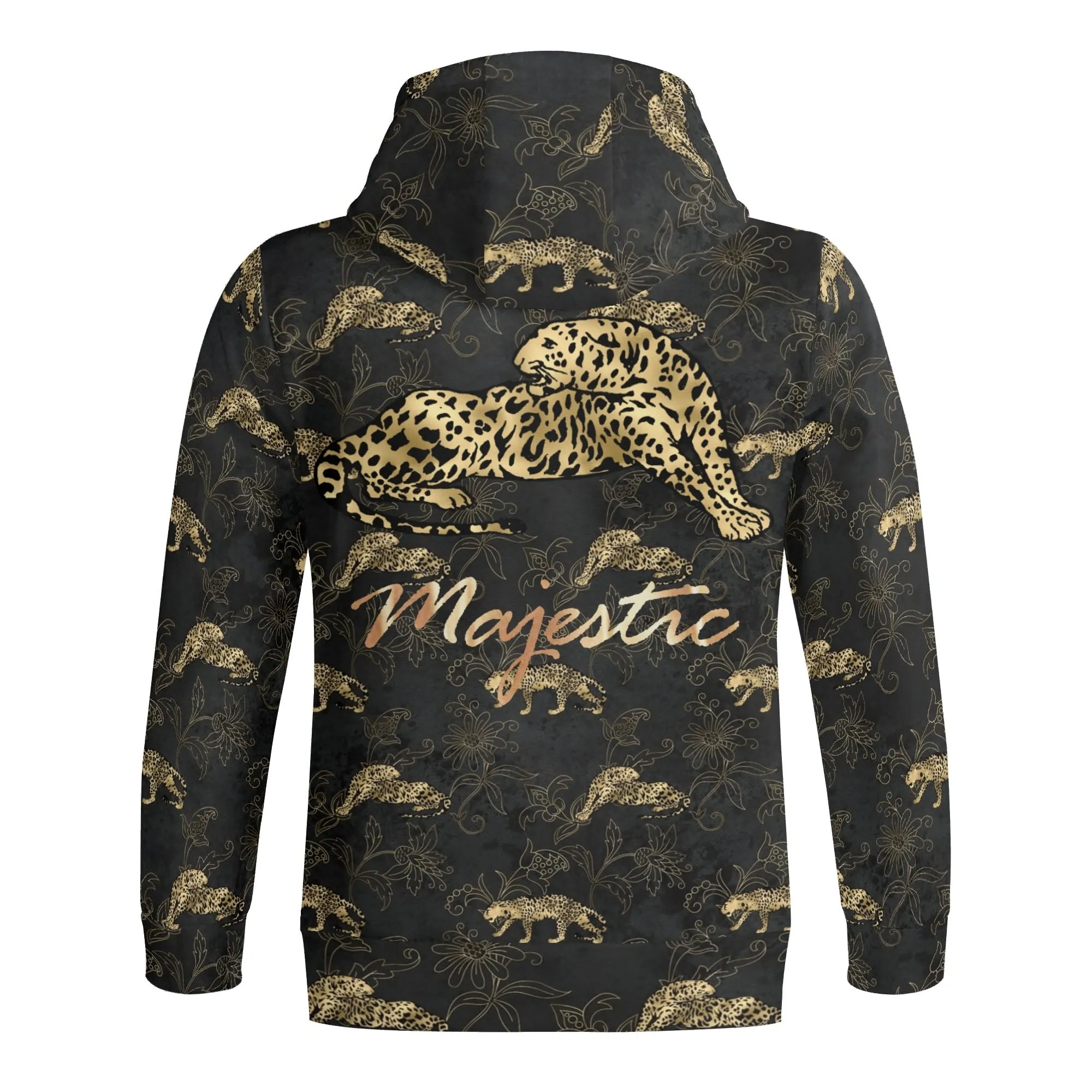 Unisex Gold Leopard Print Pattern Majestic Graphic Zipup Hoodie