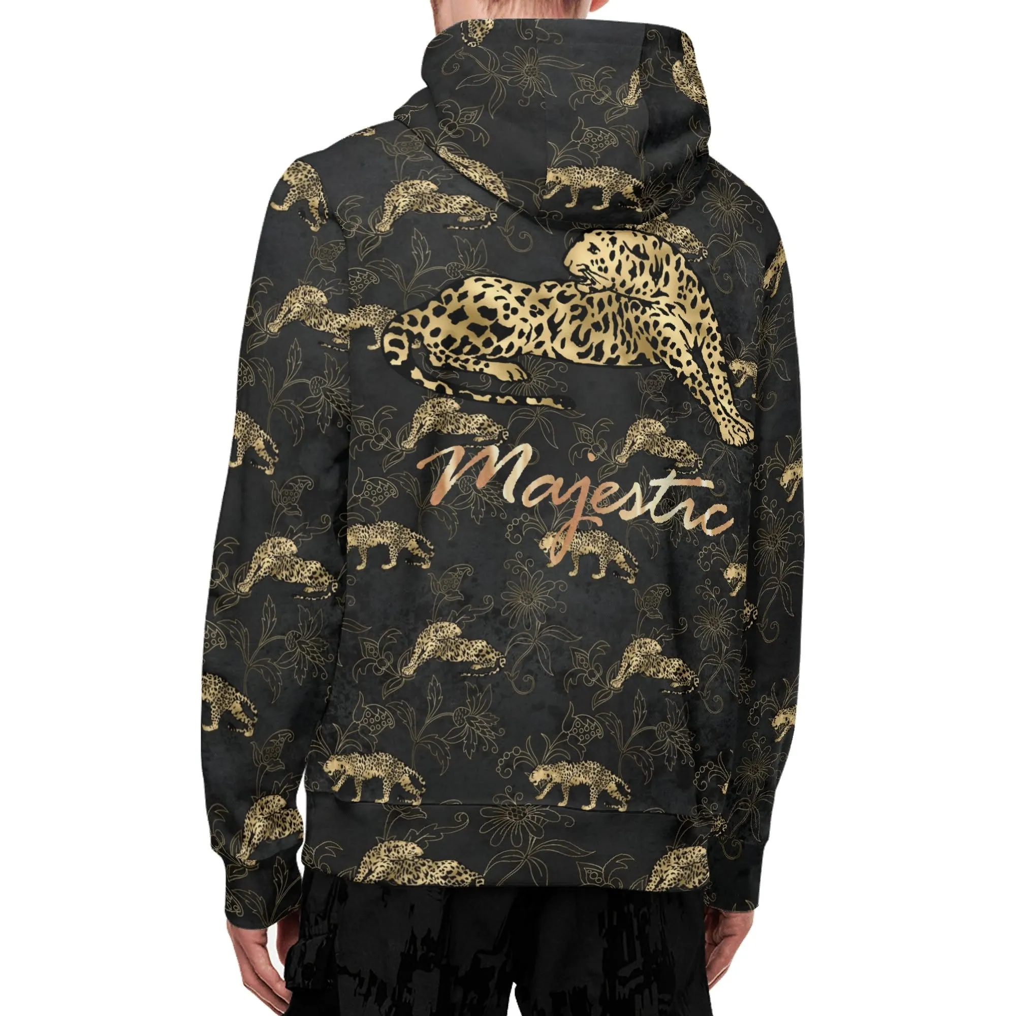Unisex Gold Leopard Print Pattern Majestic Graphic Zipup Hoodie