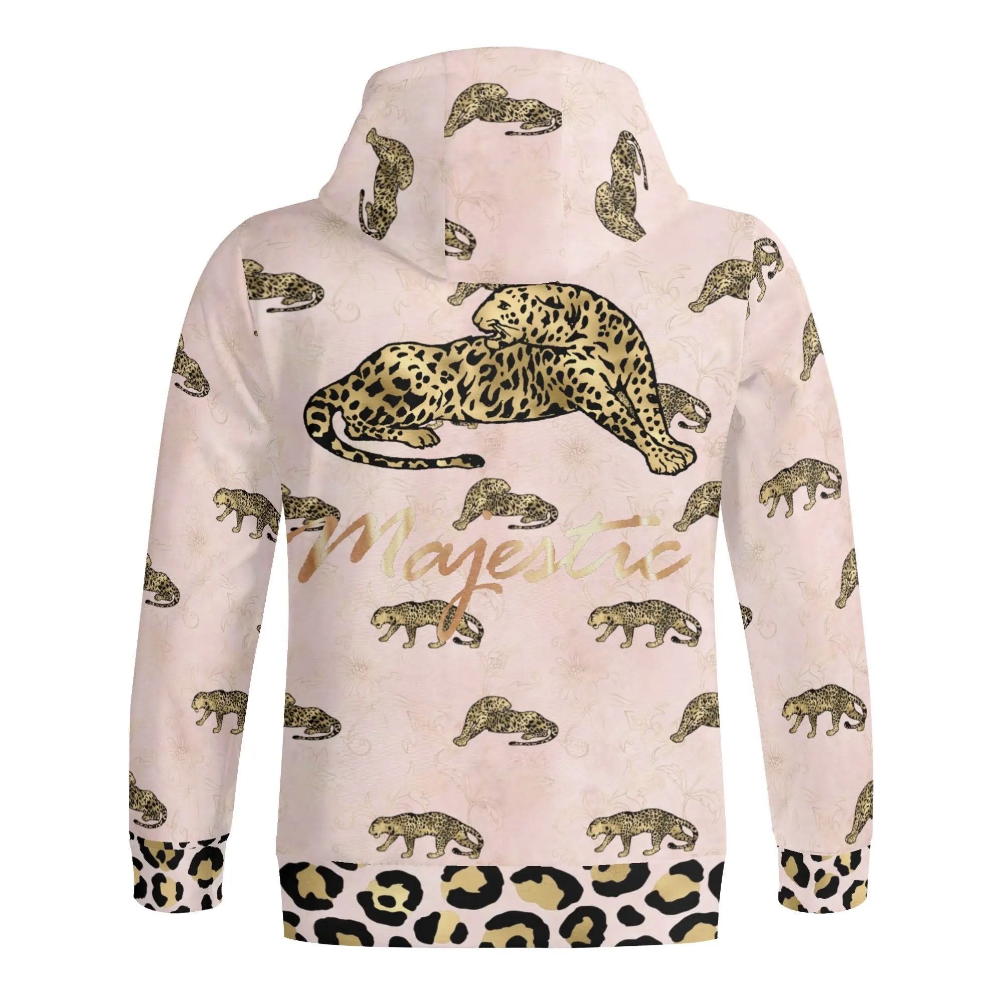 Unisex Gold Leopard Print Pattern Majestic Graphic Zipup Hoodie