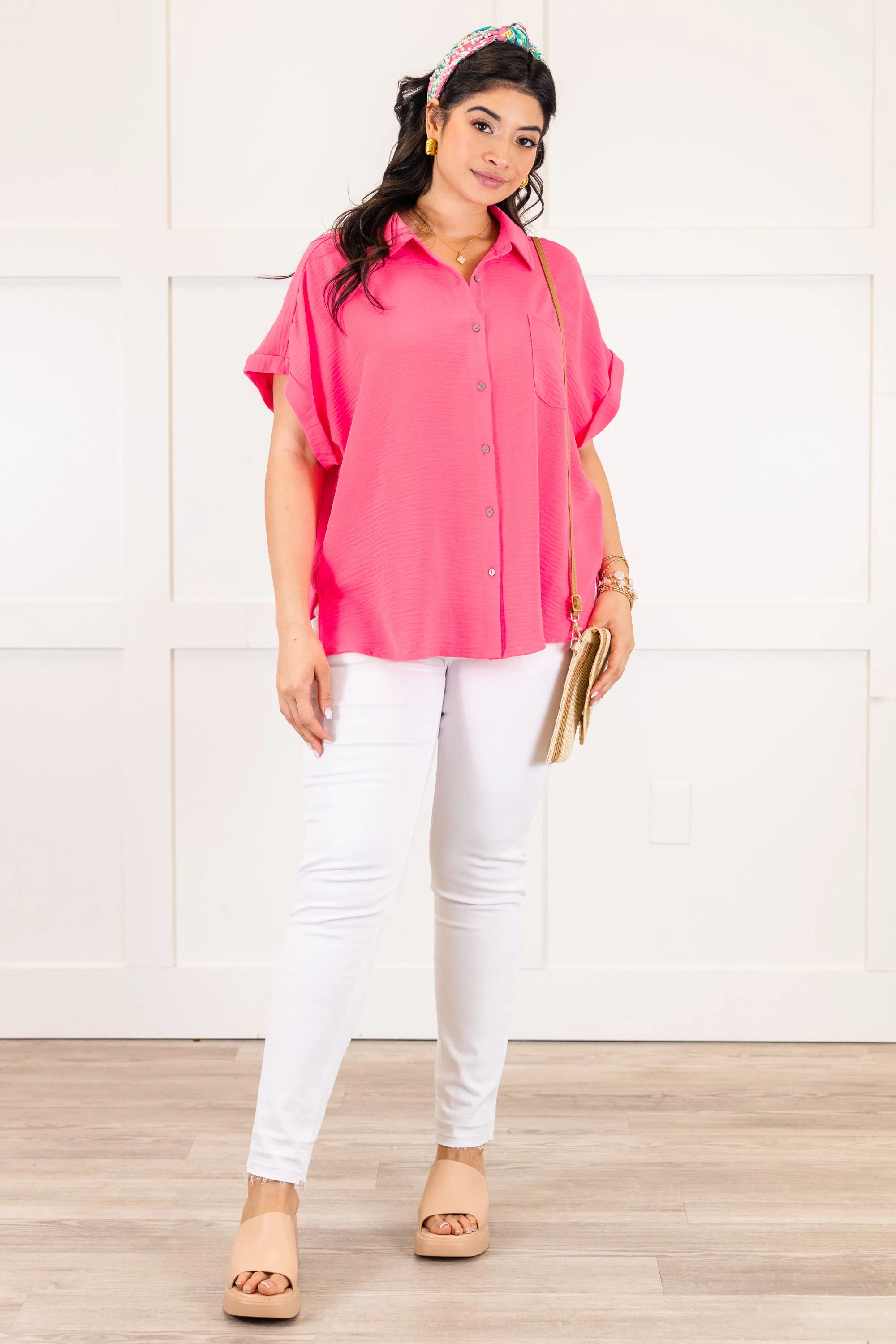 Up In The Air Top, Neon Fuchsia