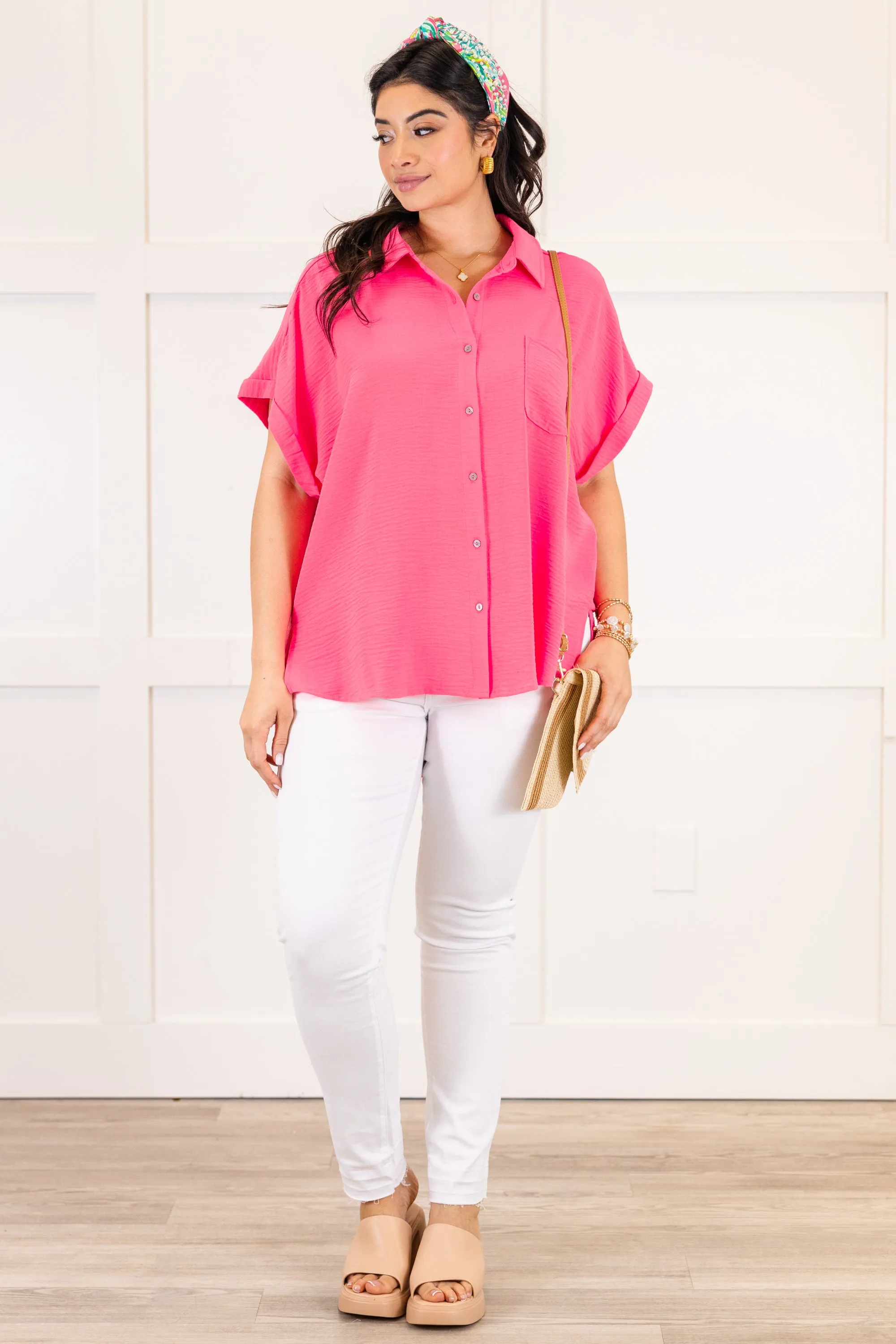 Up In The Air Top, Neon Fuchsia