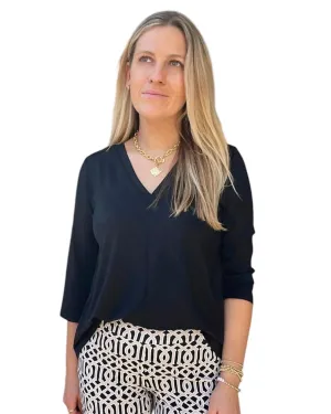 V-NECK TOP - Black