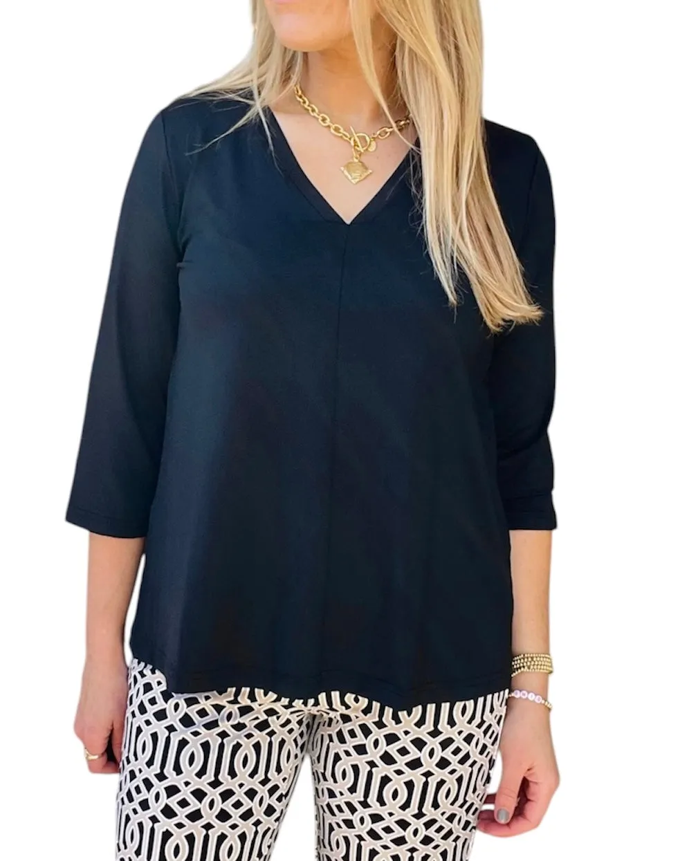 V-NECK TOP - Black