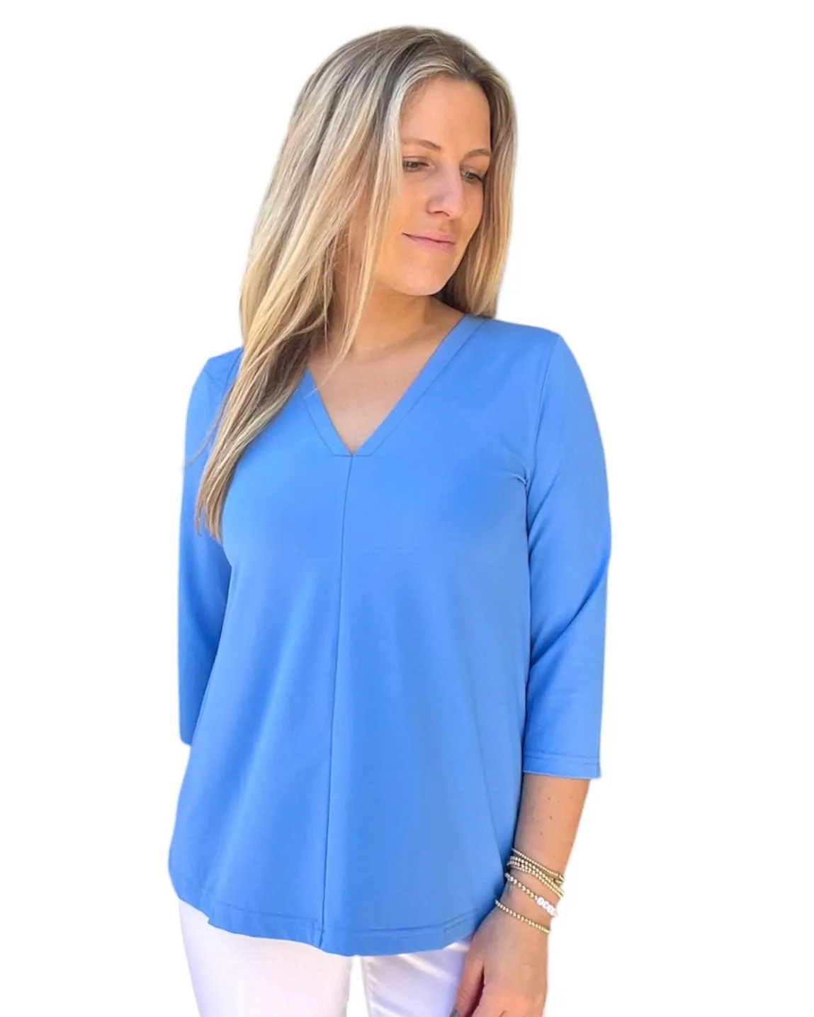 V-NECK TOP - Blue