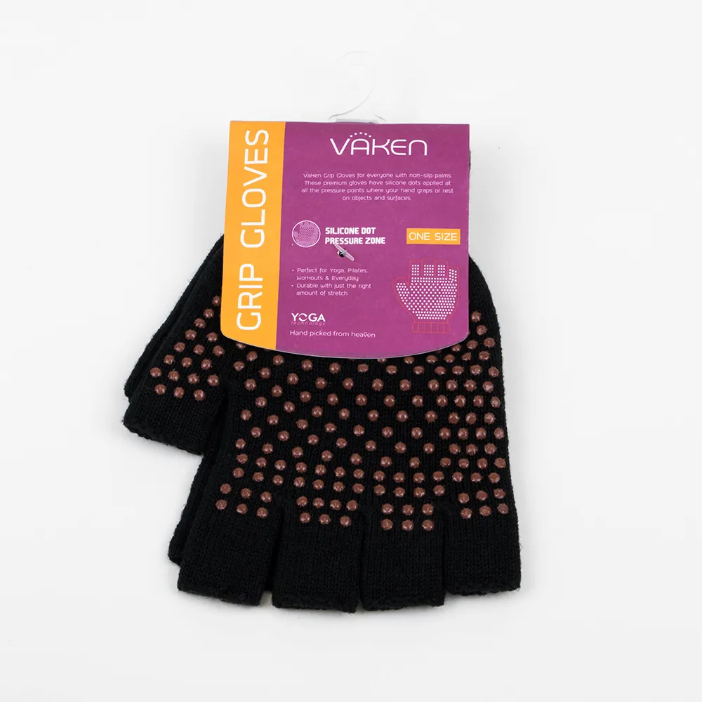 Vaken Grip Gloves-1 Pairs/Pack - Black Dot Brown