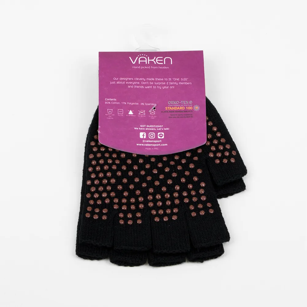 Vaken Grip Gloves-1 Pairs/Pack - Black Dot Brown