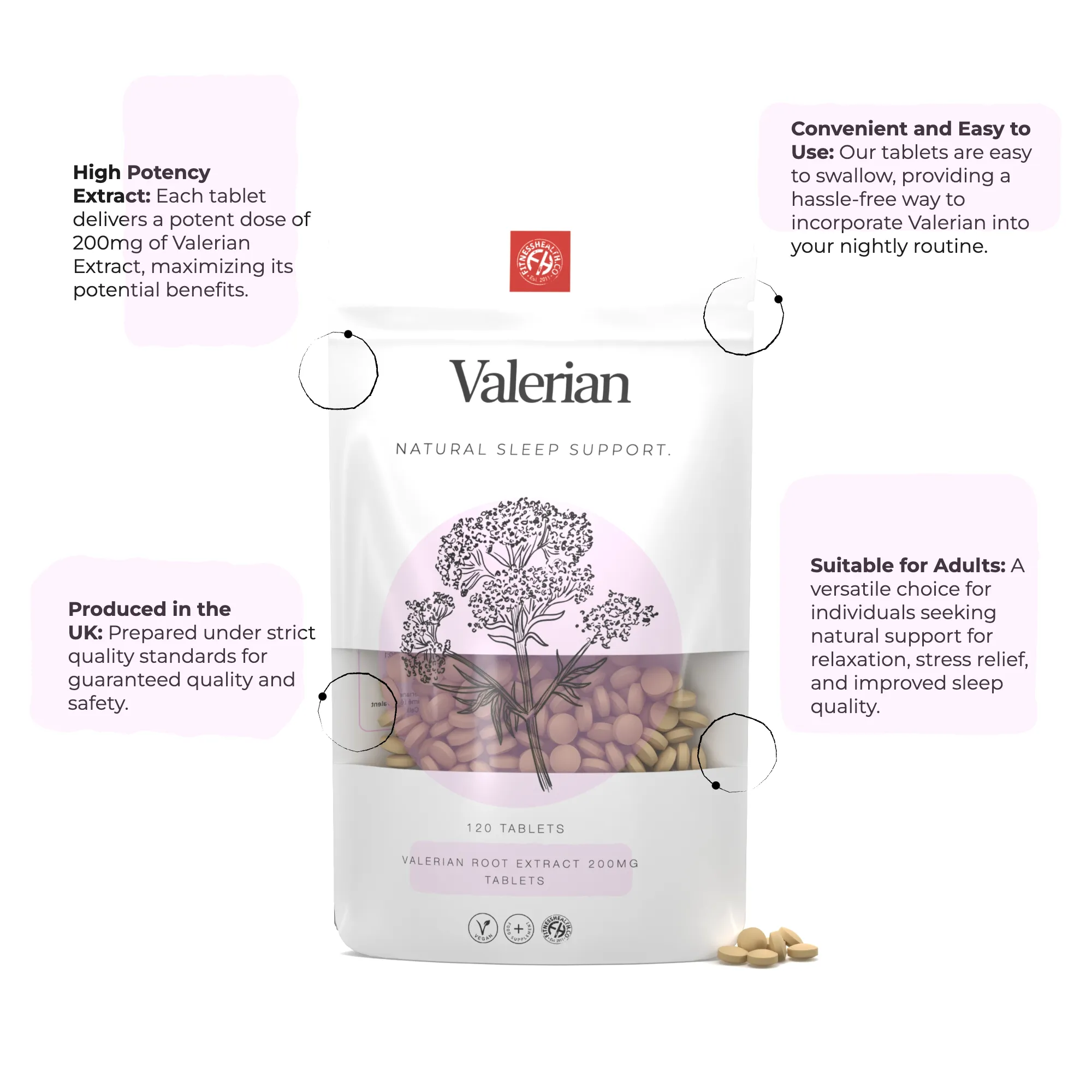Valerian Extract Tablets 200mg - High Strength Vegan