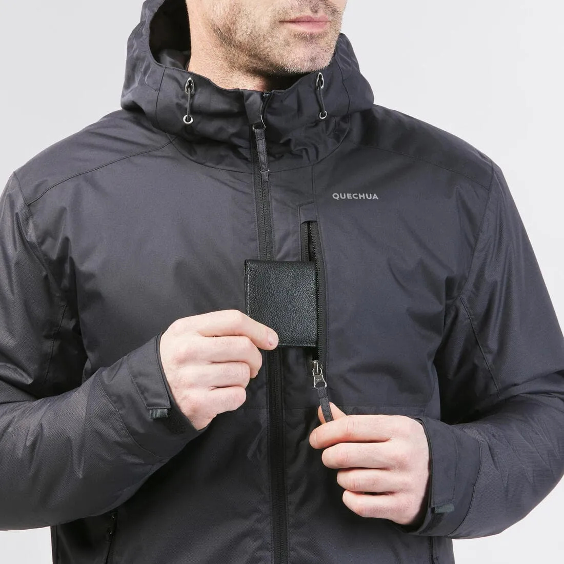 Veste de randonnée -10°C imperméable homme, NH500 noir