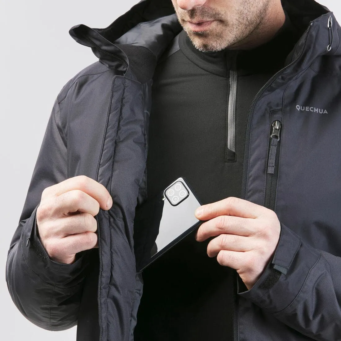Veste de randonnée -10°C imperméable homme, NH500 noir