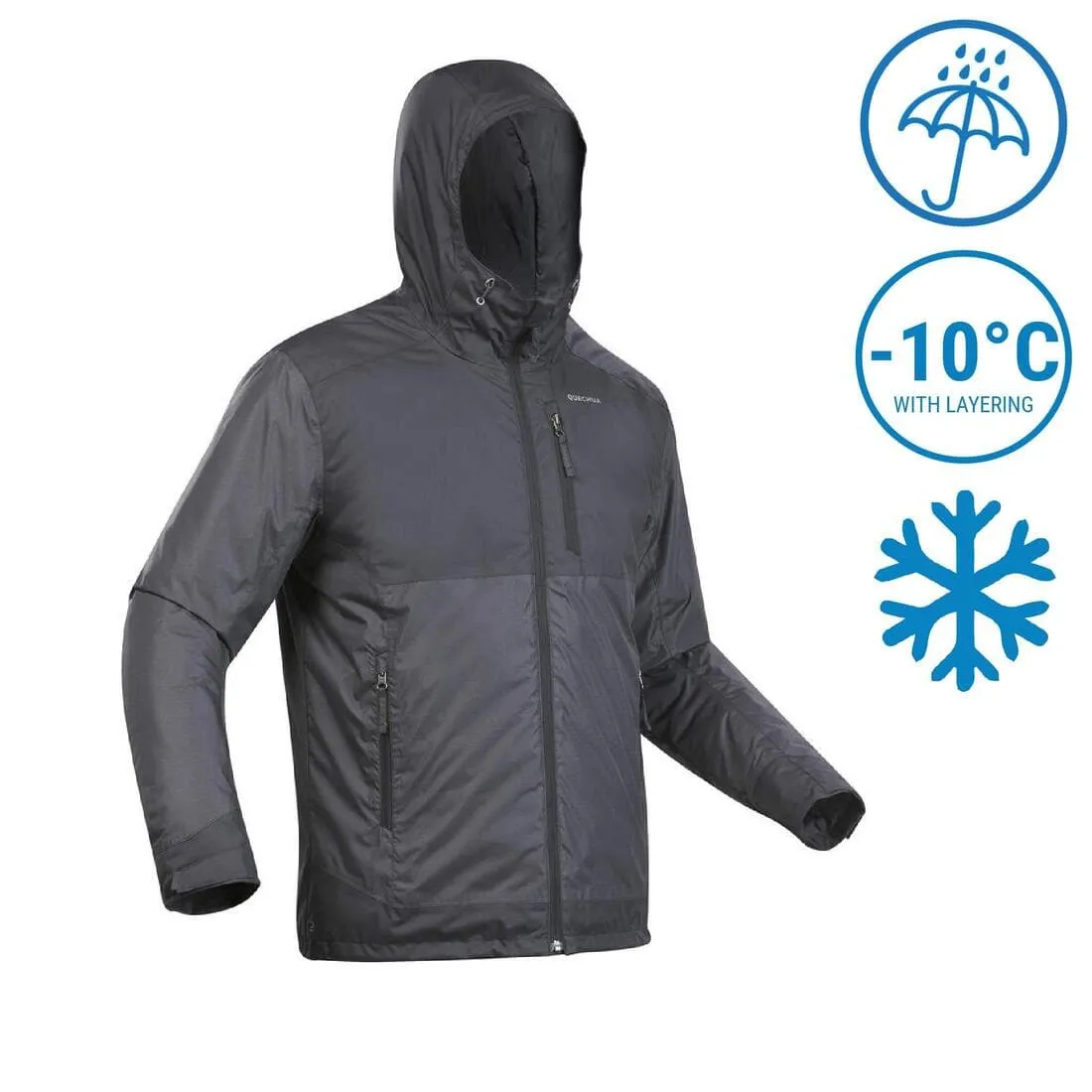 Veste de randonnée -10°C imperméable homme, NH500 noir