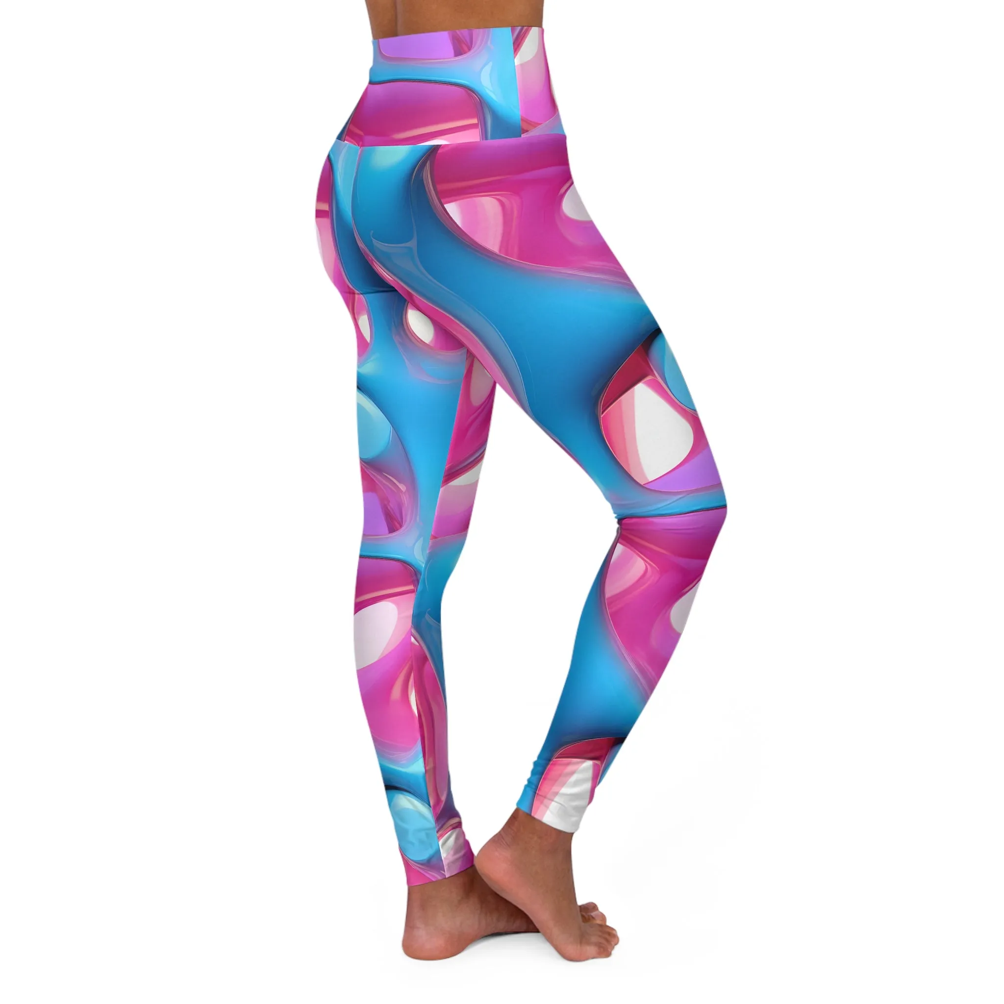 Vibrant High Waisted Yoga Leggings - Colorful Abstract Design for Fitness & Wellness