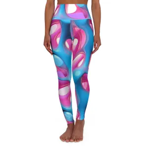 Vibrant High Waisted Yoga Leggings - Colorful Abstract Design for Fitness & Wellness