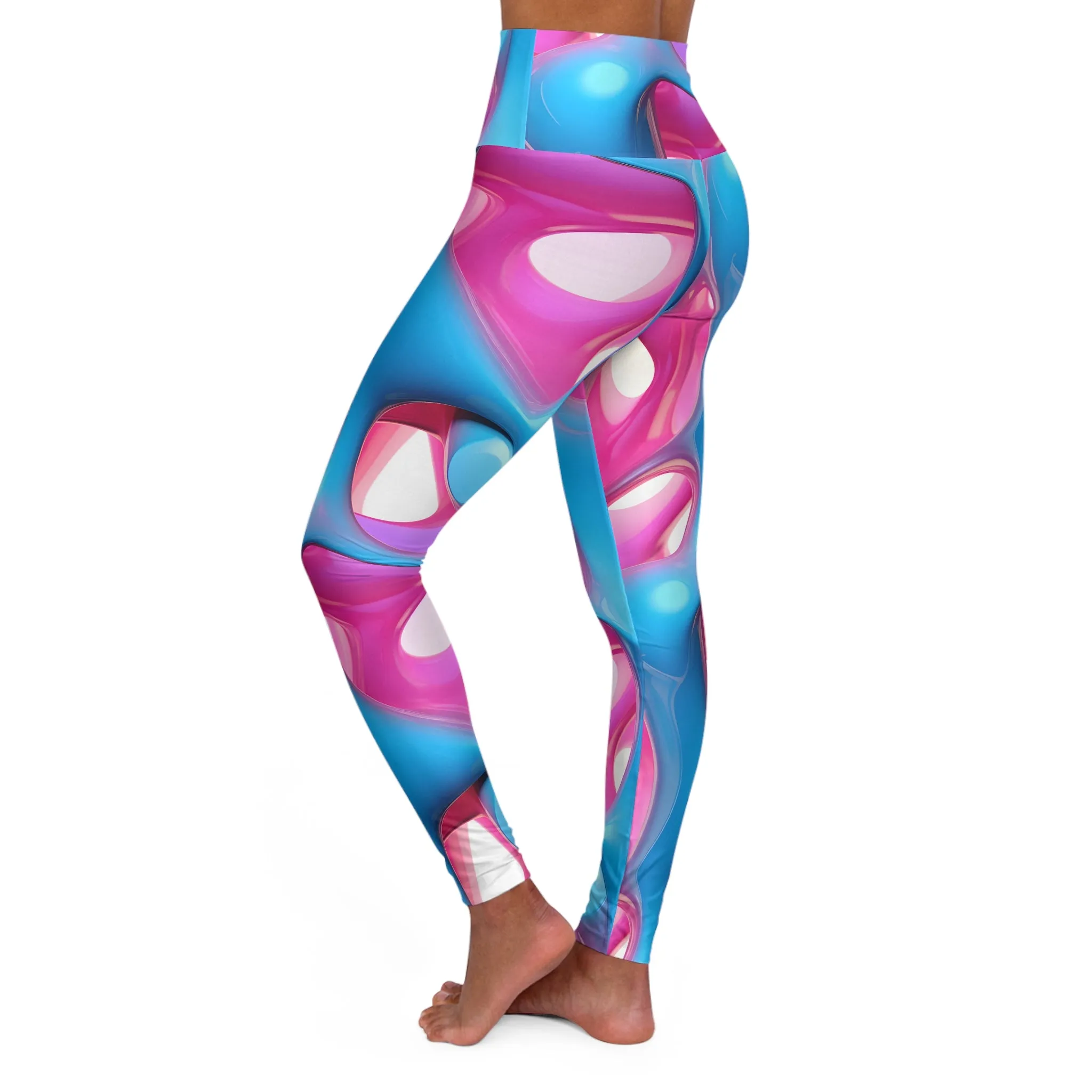 Vibrant High Waisted Yoga Leggings - Colorful Abstract Design for Fitness & Wellness
