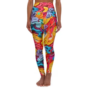 Vibrant High Waisted Yoga Leggings for Active Lifestyles - Colorful Abstract Design