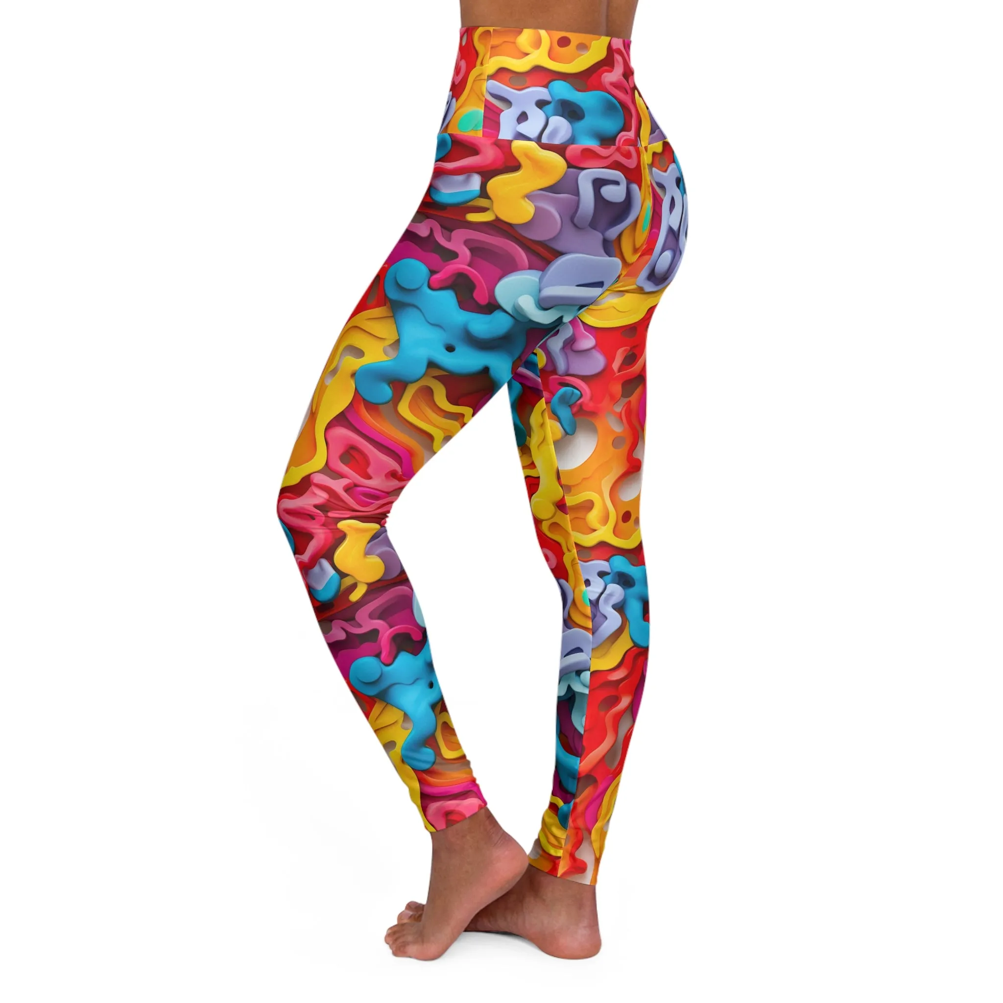 Vibrant High Waisted Yoga Leggings for Active Lifestyles - Colorful Abstract Design