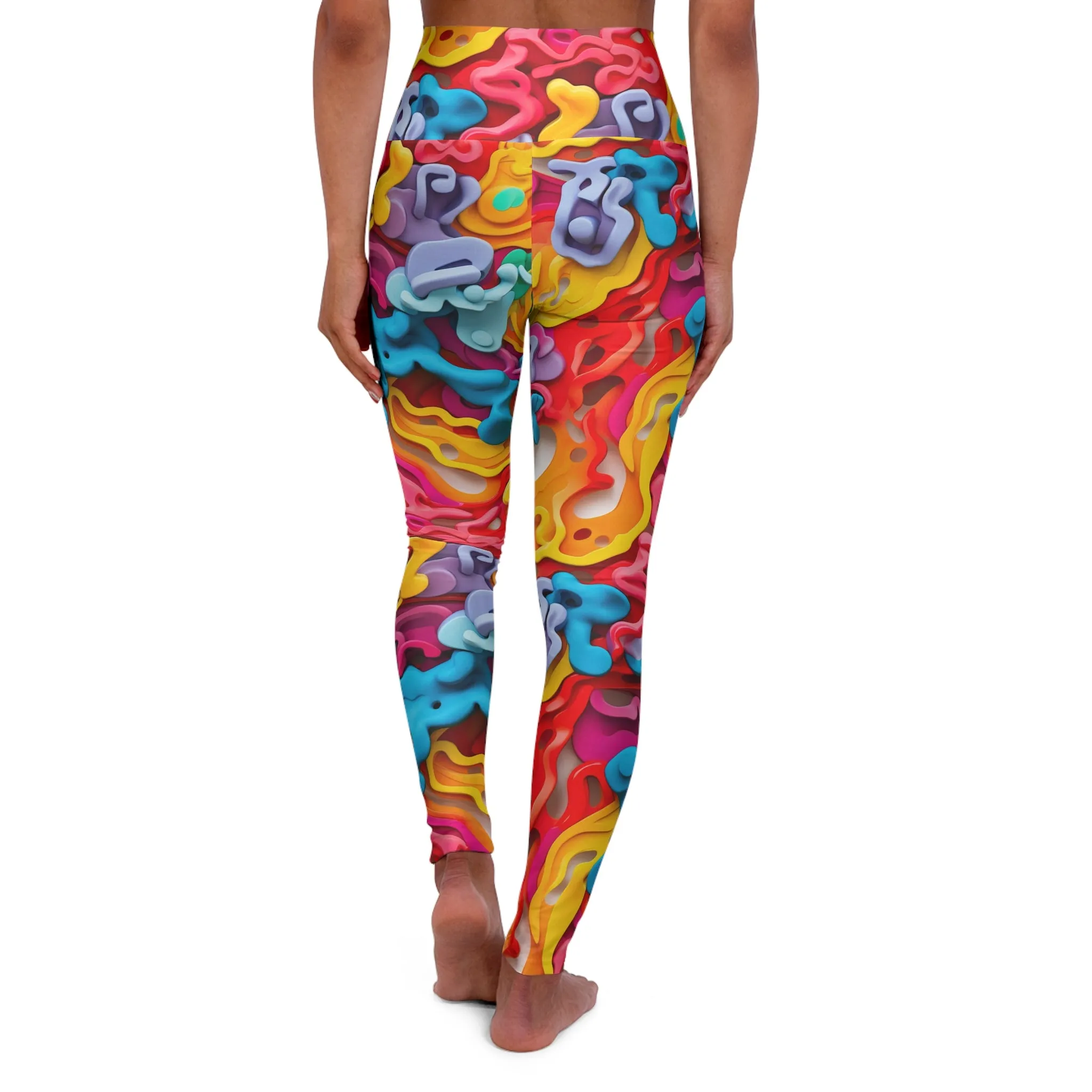 Vibrant High Waisted Yoga Leggings for Active Lifestyles - Colorful Abstract Design