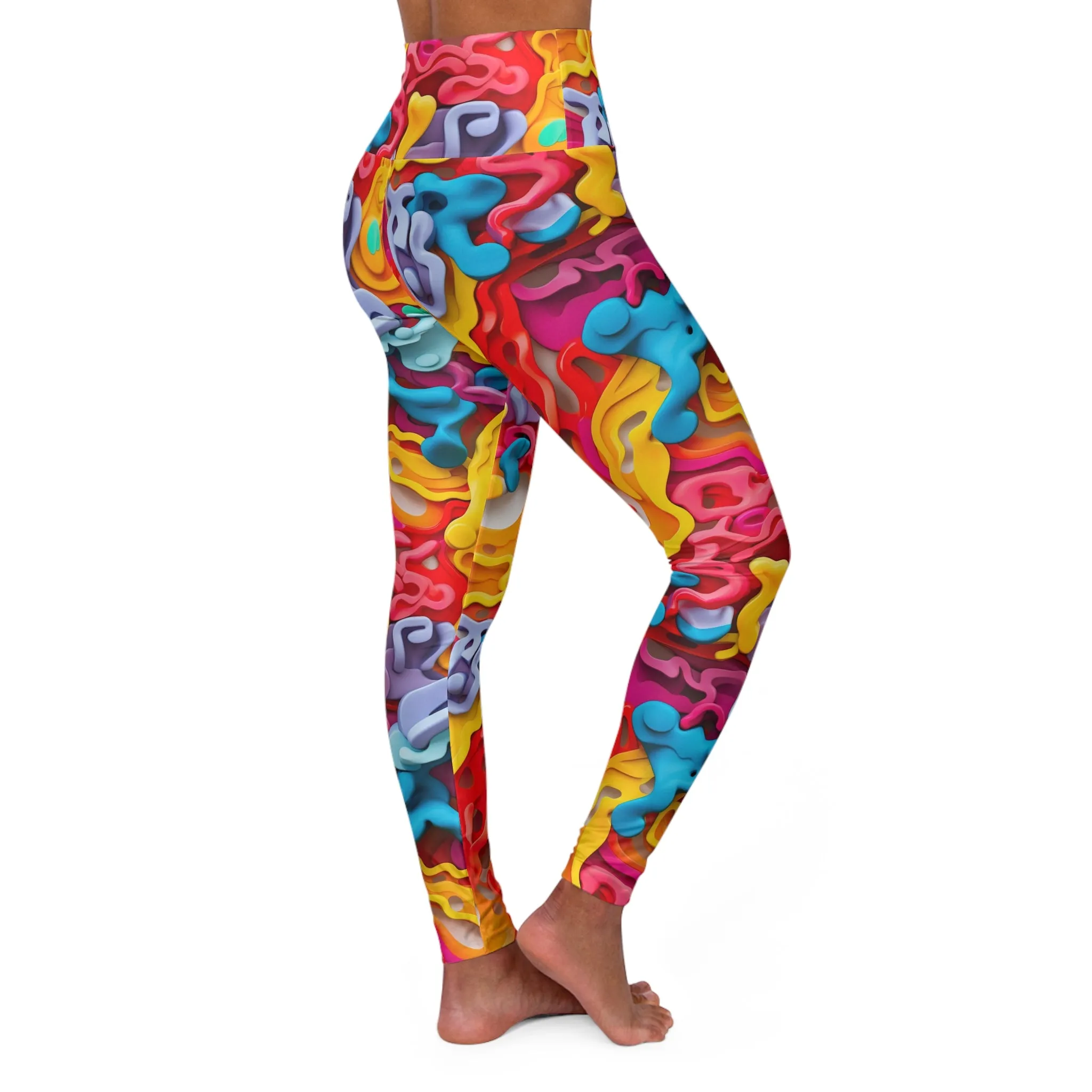 Vibrant High Waisted Yoga Leggings for Active Lifestyles - Colorful Abstract Design